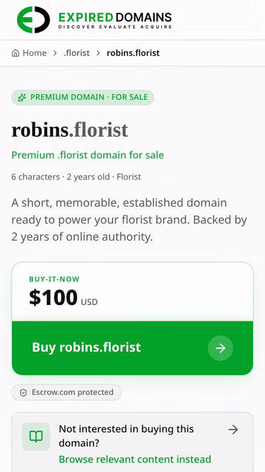 Screenshot of robins.florist