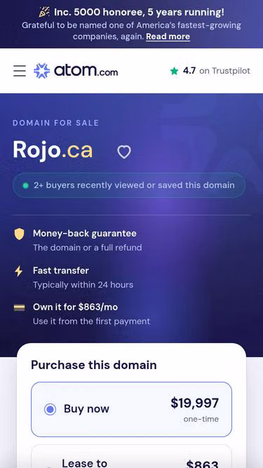 Screenshot of rojo.ca