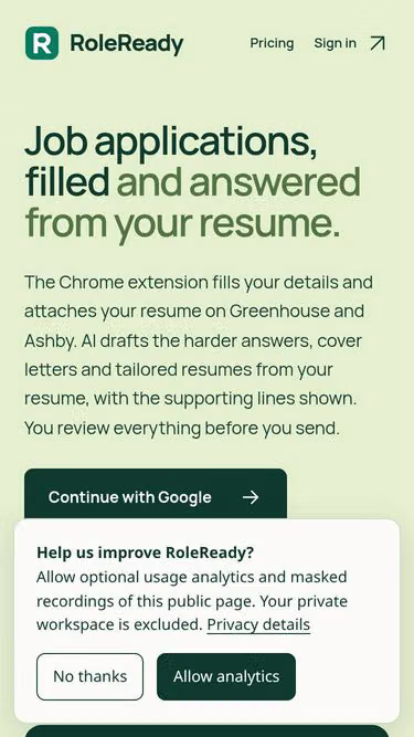 Screenshot of roleready.dev