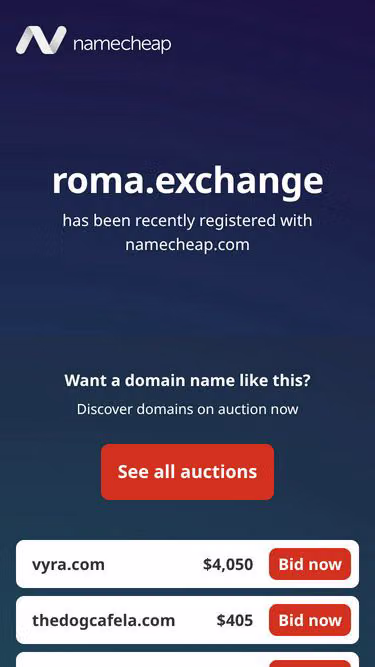 Screenshot of roma.exchange