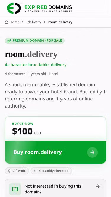 Screenshot of room.delivery