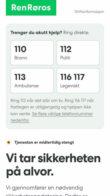 Screenshot of roros.kommune.no