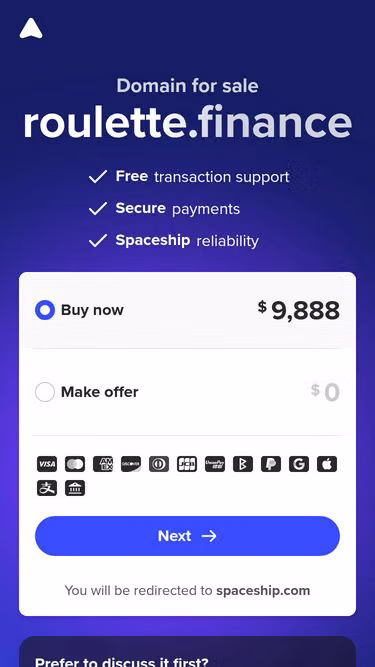 Screenshot of roulette.finance