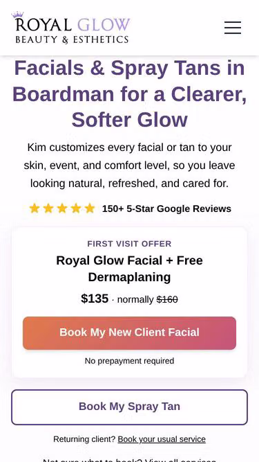 Screenshot of royalglow.net