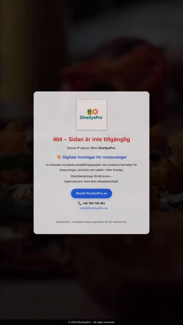Screenshot of royalpizza.se