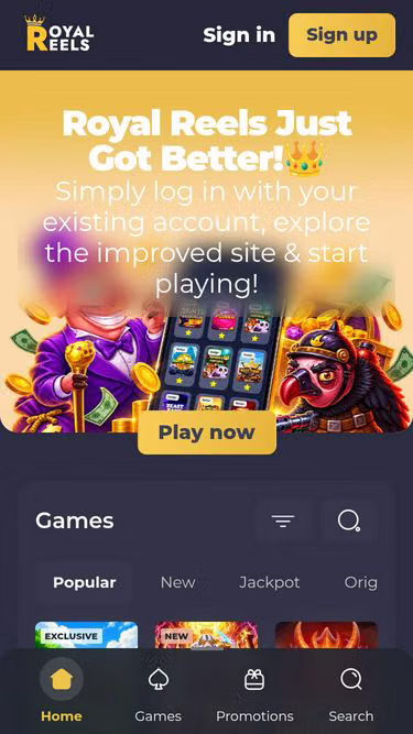 Screenshot of royalreels.mobile