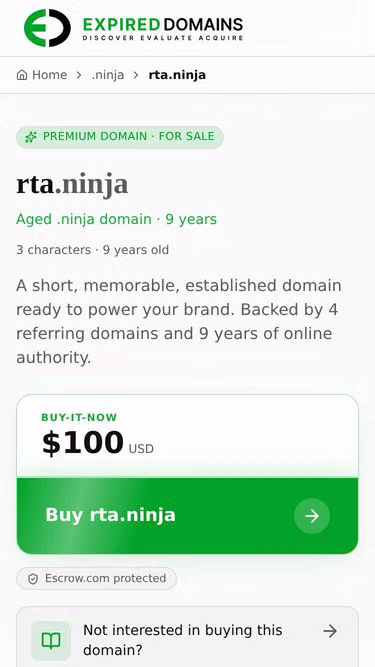 Screenshot of rta.ninja