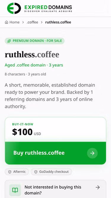 Screenshot of ruthless.coffee