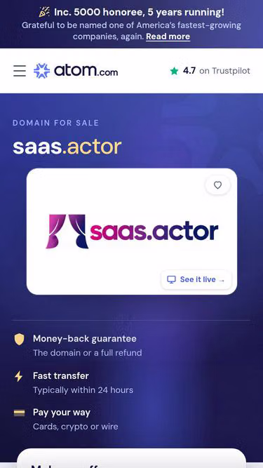 Screenshot of saas.actor