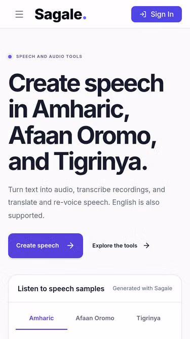 Screenshot of sagal.ai
