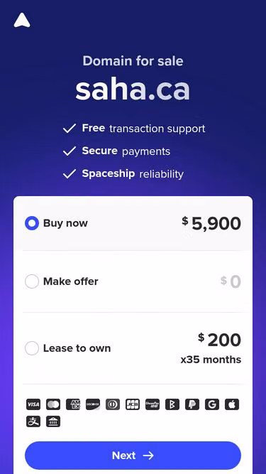 Screenshot of saha.ca