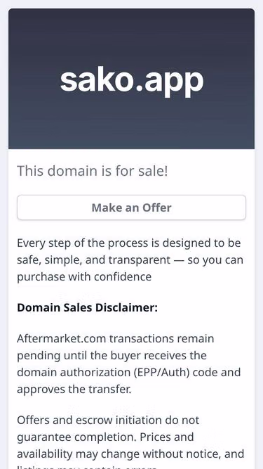 Screenshot of sako.app