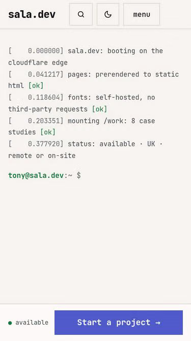 Screenshot of sala.dev