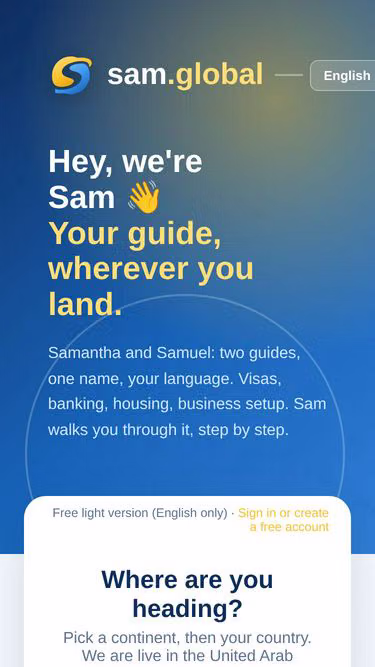 Screenshot of sam.global