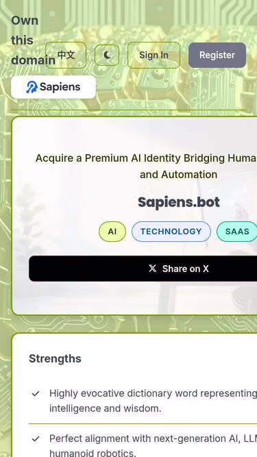 Screenshot of sapiens.bot