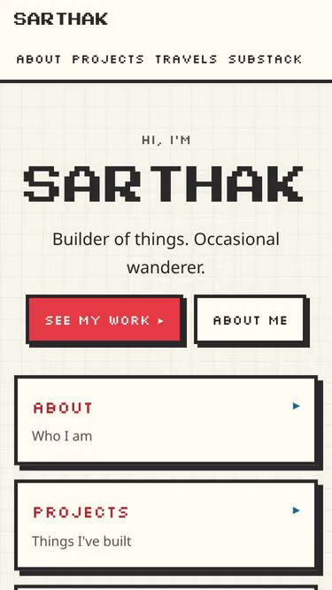 Screenshot of sarthak.com
