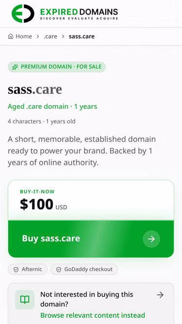 Screenshot of sass.care