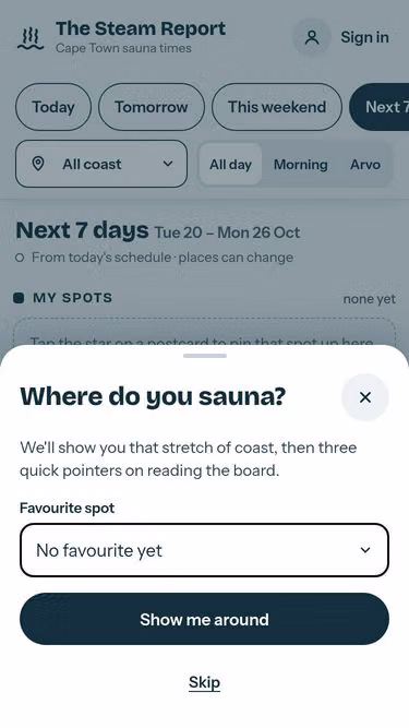 Screenshot of sauna.capetown