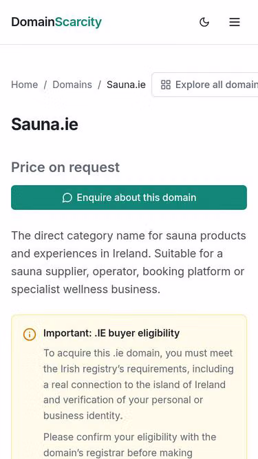 Screenshot of sauna.ie