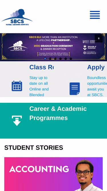 Screenshot of sbcs.edu.tt