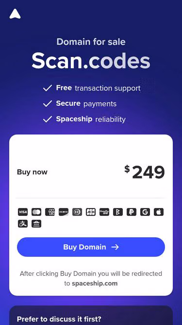 Screenshot of scan.codes
