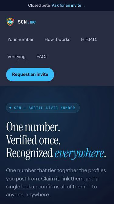 Screenshot of scn.me
