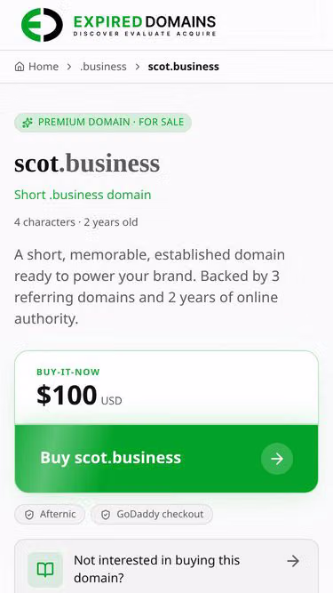 Screenshot of scot.business