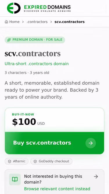 Screenshot of scv.contractors