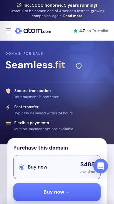 Screenshot of seamless.fit
