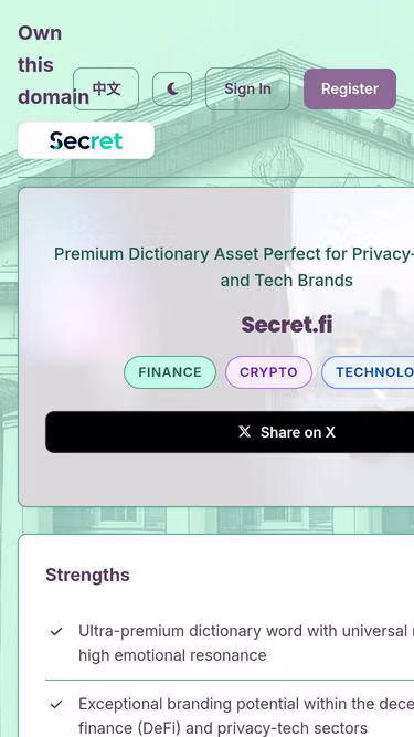 Screenshot of secret.fi