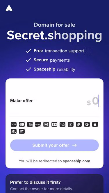 Screenshot of secret.shopping