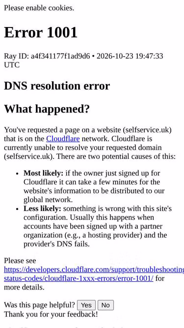 Screenshot of selfservice.uk