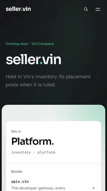 Screenshot of seller.vin
