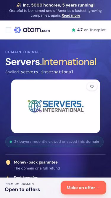 Screenshot of servers.international