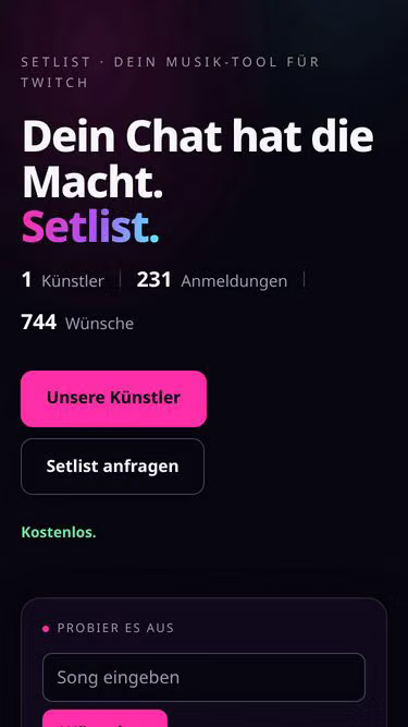 Screenshot of setlist.world