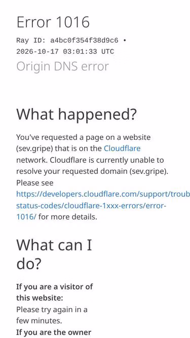 Screenshot of sev.gripe