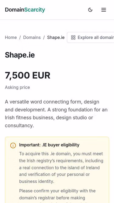 Screenshot of shape.ie