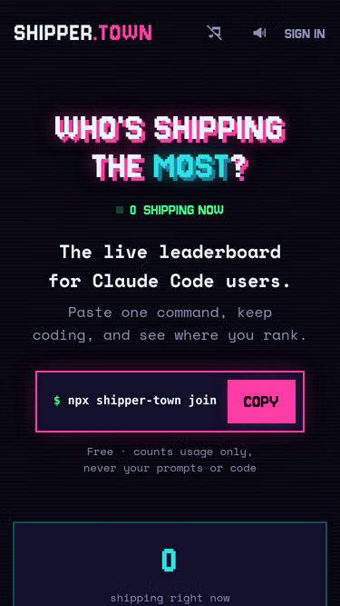 Screenshot of shipper.town