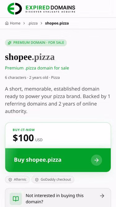 Screenshot of shopee.pizza