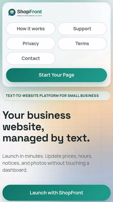 Screenshot of shopfront.page