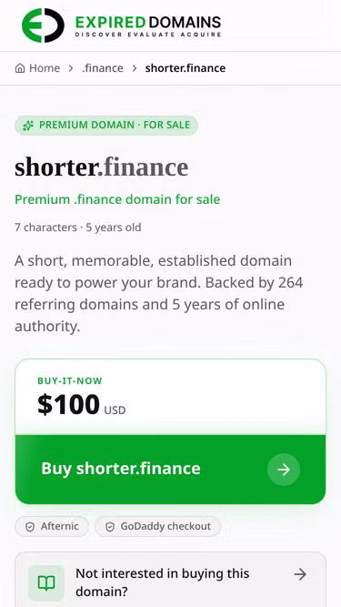 Screenshot of shorter.finance