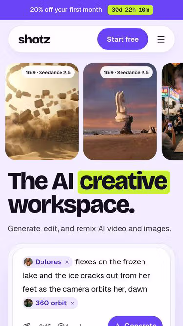 Screenshot of shotz.co