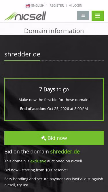 Screenshot of shredder.de