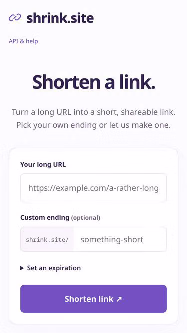 Screenshot of shrink.site