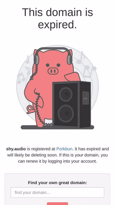 Screenshot of shy.audio