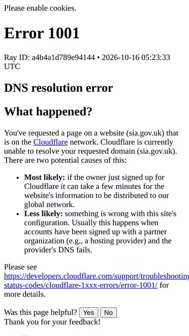 Screenshot of sia.gov.uk