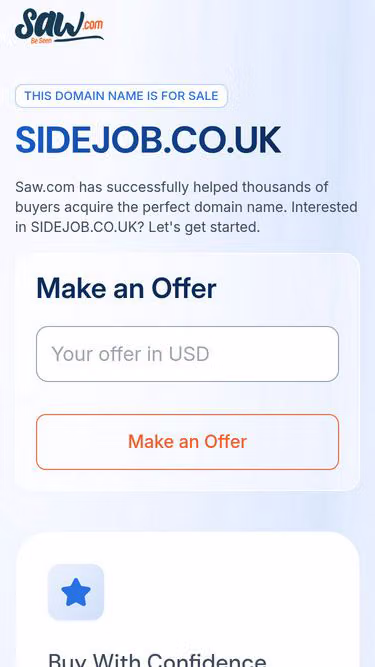 Screenshot of sidejob.co.uk