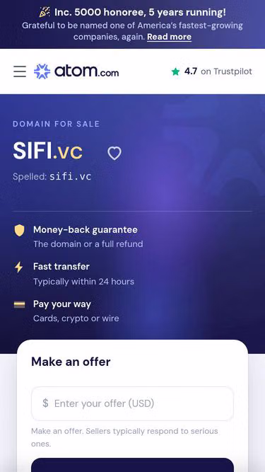 Screenshot of sifi.vc