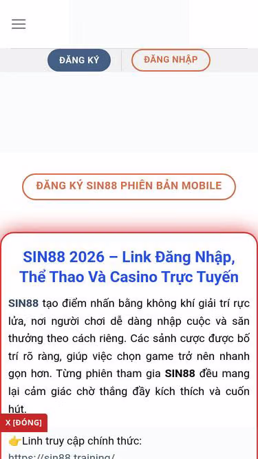 Screenshot of sin88.training