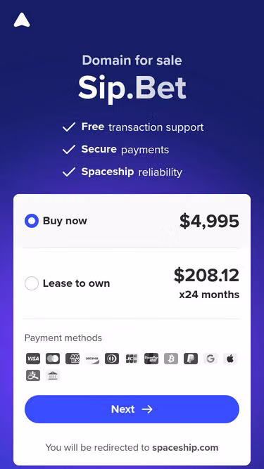 Screenshot of sip.bet